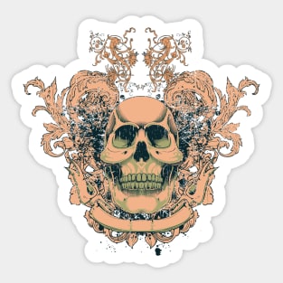 Floral Zombie Skull Sticker